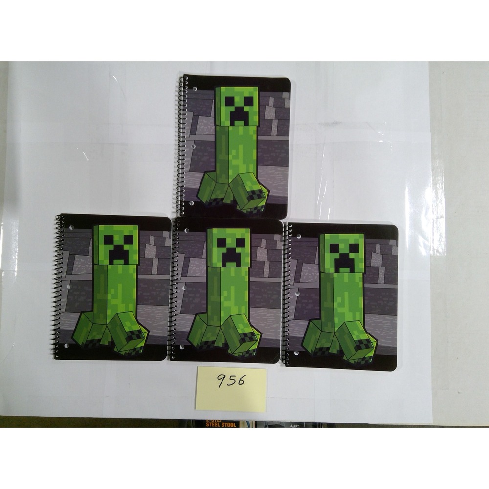 Minecraft Notebooks Kids 10.5x8 Green New 4-Pack Creeper Wide Ruled 70 Sheets
